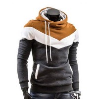 Sweat a capuche Hoodie Homme Fashion Sportwear Fitted Chevron Sport Gris fonce Camel